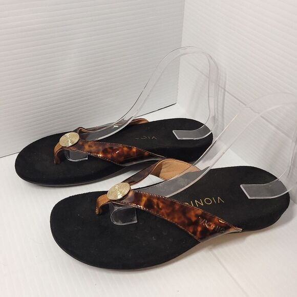 Vionic Hilda Tortoise  Sandals Flip Flops Brown/Black Women's 7 - Picture 4 of 11